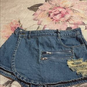Forever 21 Blue Distressed Jean Shorts